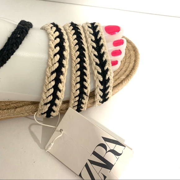NWT Zara Rope Jute Flat Wrap Espadrille Sandal - Picture 5 of 12